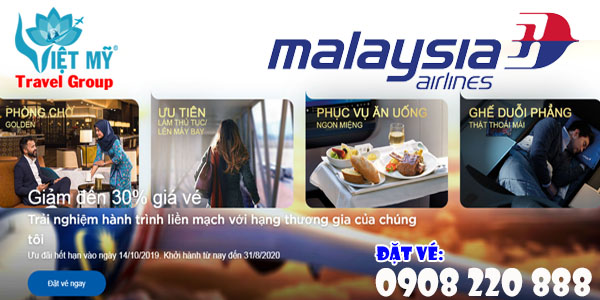 Malaysia Airlines giảm 30% giá vé hạng Thương gia